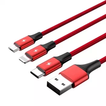 UNITEK C4049RD USB-kabel 1,2 m USB A USB C/Micro-USB B/Lightning rood