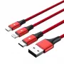 UNITEK C4049RD USB-kabel 1,2 m USB A USB C/Micro-USB B/Lightning rood