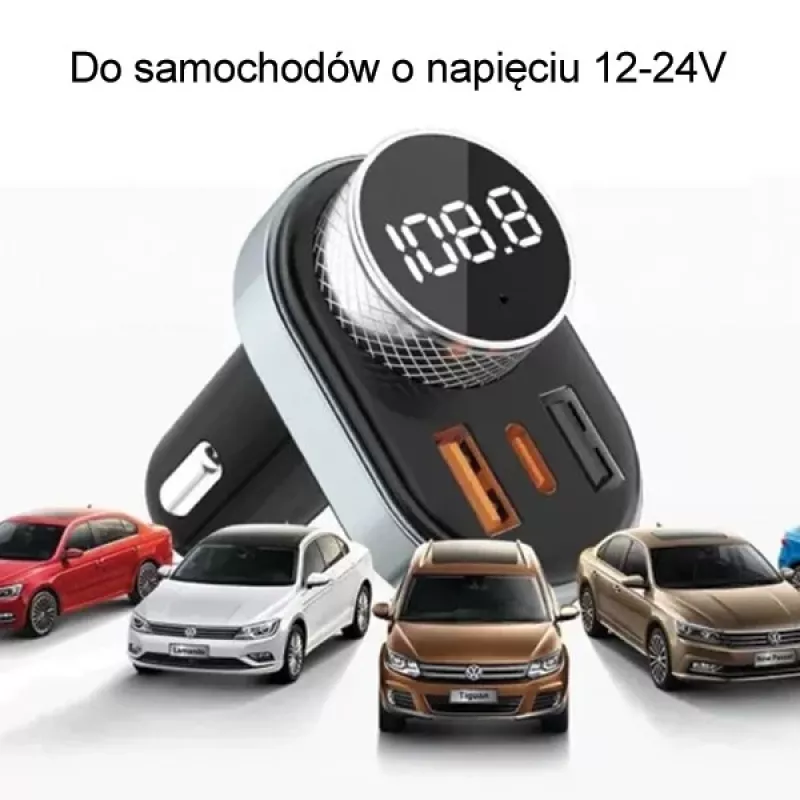 Handsfree Awei C-843 Bluetooth 5.0 met FM-transmitter, USB- en USB-C-aansluitingen