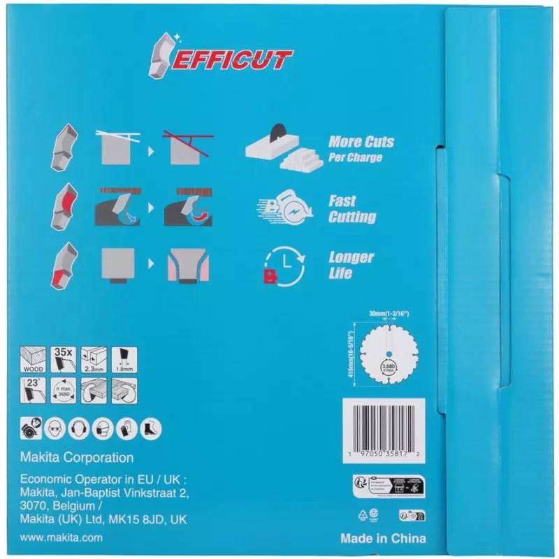 Makita E-24848 zaagblad EFFICUT voor accu-handcirkelzaag HS013G snijbreedte 2,30 (E-24848)