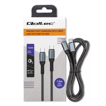 USB-kabel Qoltec 52358 1,5 m USB-C zwart USB 2.0 0,48 Gbit/s