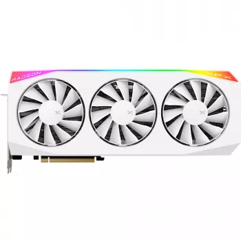 Videokaart XFX Radeon RX 9070 XT — 16 GB GDDR6, 256-bit, PCIe x16, 3 ventilatoren, wit, 360 mm