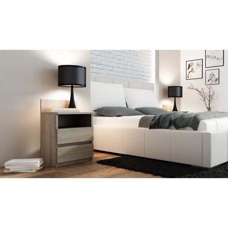Top E Shop M1 SONOMA MAT nachtkastje, 2 lades, eiken