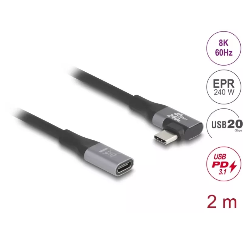 USB-kabel DeLOCK 81148 2m USB-C zwart 20 Gbit/s