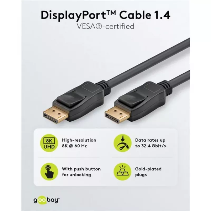 DisplayPort-kabel Goobay 74777 1 m zwart G-Sync FreeSync