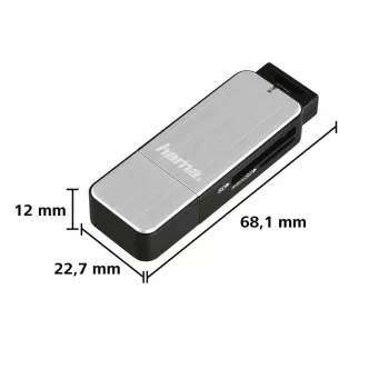 Hama 123900 kaartlezer USB 3.2 Gen 1 (3.1 Gen 1) Zwart, Zilver