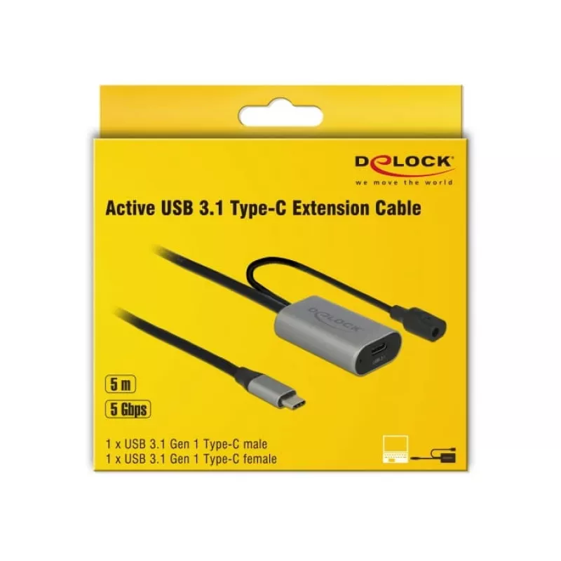 Delock USB-C Actieve verlengkabel, 5 m, USB 5 Gbps (USB-20225 / 85392)