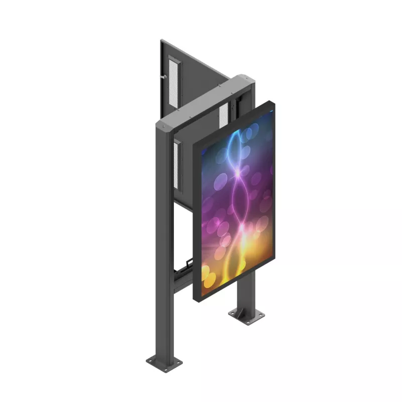 Edbak POK101 stalen behuizing voor digital signage display, zwart, staand 862x200x1981mm