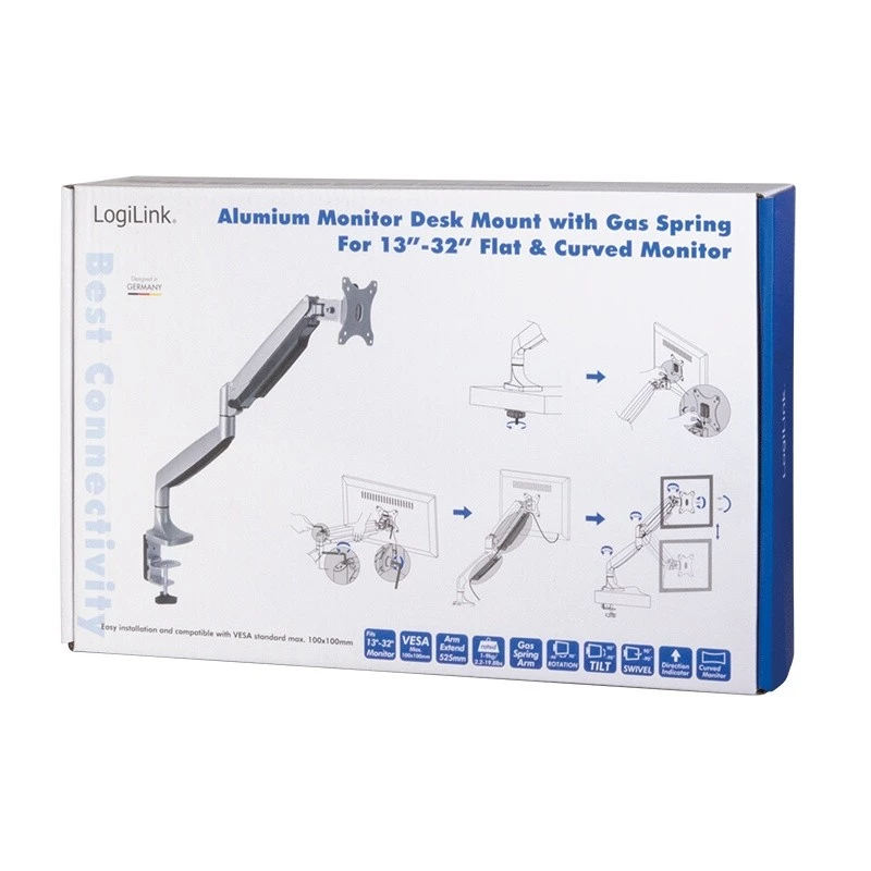 Monitorhouder LogiLink BP0042 81,3 cm (32 inch) bureau aluminium