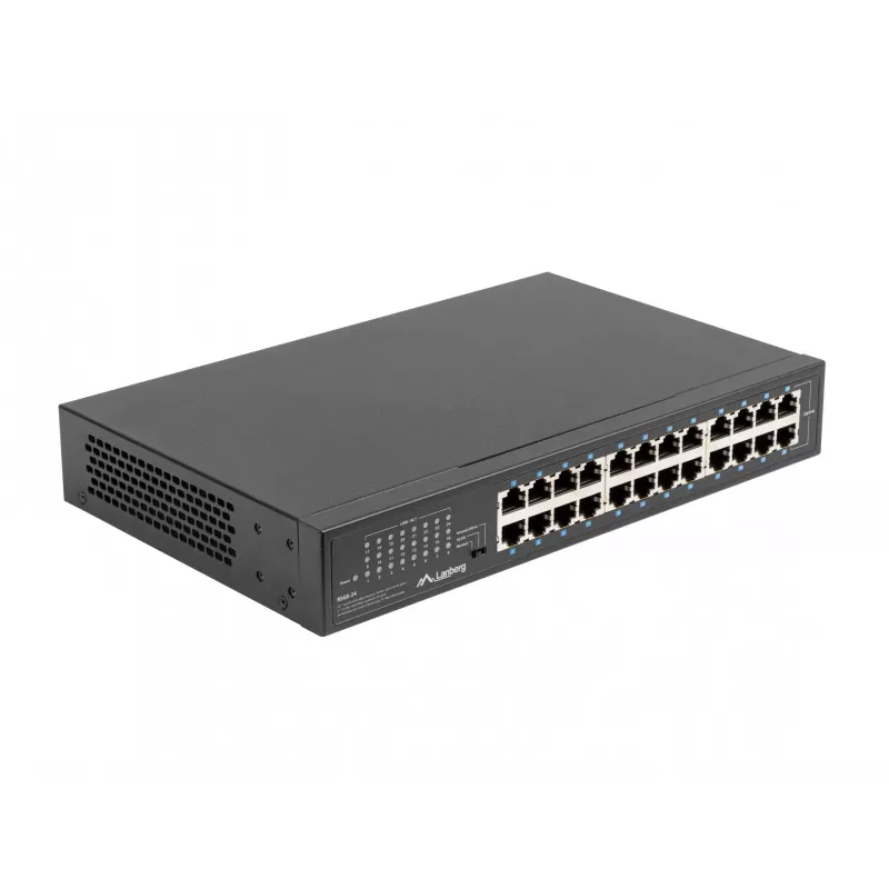 Unmanaged switch LANBERG RSGE-24 — 24× Gigabit Ethernet 1U, rack-monteerbaar, zwart