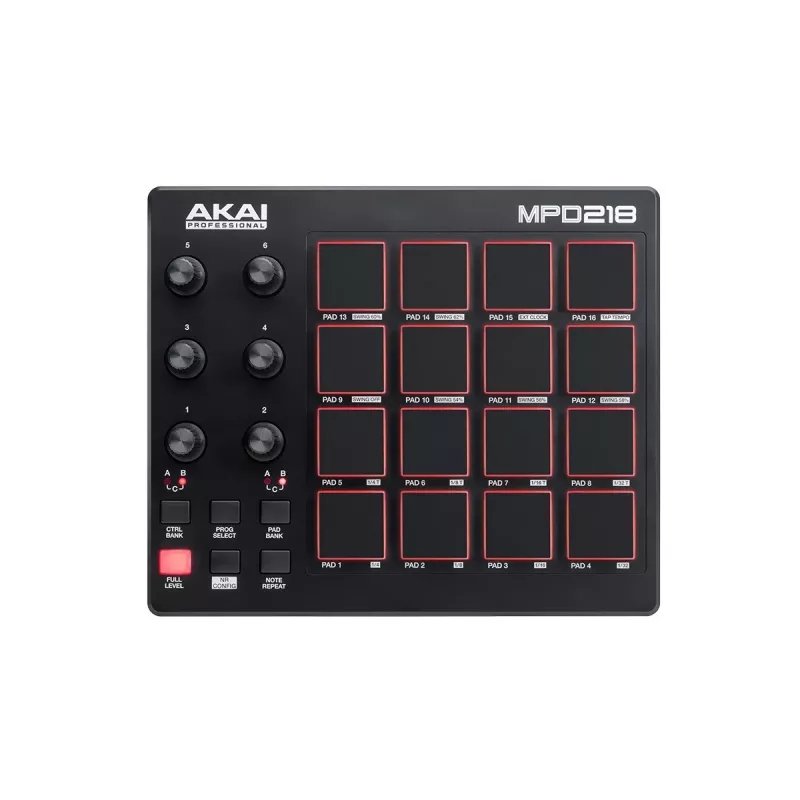 Audiomixer Akai MPD218 zwart 16 pads USB MIDI-controller