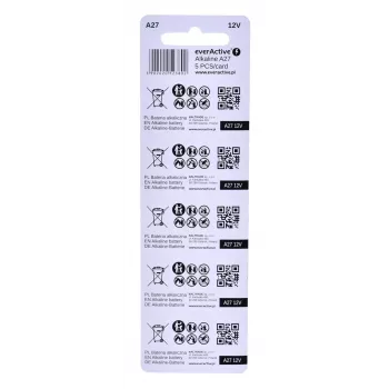 Oplaadbare batterijset everActive 27A5BL, alkalisch 12 V, cilindrisch, 5 stuks, 27,3 × 7,62 mm