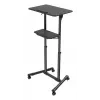 Gembird TVS-DESK-01-BK mobiel staand bureau op wieltjes, in hoogte verstelbaar 111–134,5 cm, kantelbaar 30°, max. 20 kg, zwart