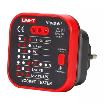 Stopcontacttester Unit UT07B-EU — spanning- en polariteitscontrole van stopcontacten, EU-stekker