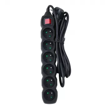 Esperanza ELK218K stroomverlenging 3 m 6 AC-stopcontact(en) binnen zwart
