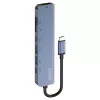 USB Type-C hub SAVIO AK-82 met HDMI, MicroSD, USB 3.2 Gen1, PD-doorgang, 4K@30Hz, 5000 Mbit/s, zwart