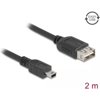 DeLOCK USB-kabel USB 2.0 2 m Mini-USB B USB A zwart 81525