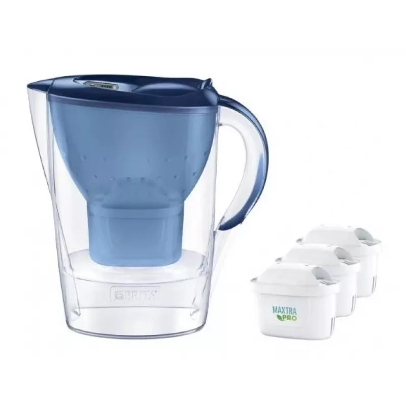 Waterfilterkan BRITA Marella 2,4 l met 3 Pure Performance cartridges, Maxtra Pro, blauw