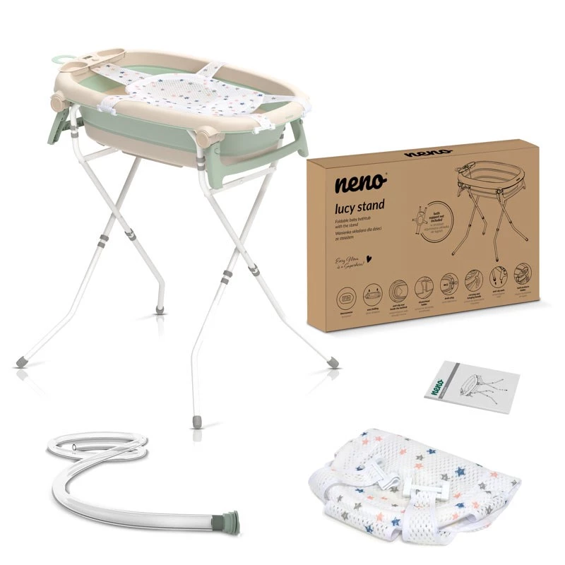 Babybad neno LUCY STAND opvouwbaar met frame, rechthoekig, 1 plateau, max. belasting 30 kg, wit