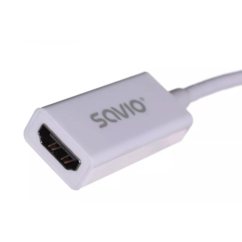 Video-adapterkabel SAVIO Mini DisplayPort (stekker) naar HDMI Type-A (bus) 0,2 m, wit