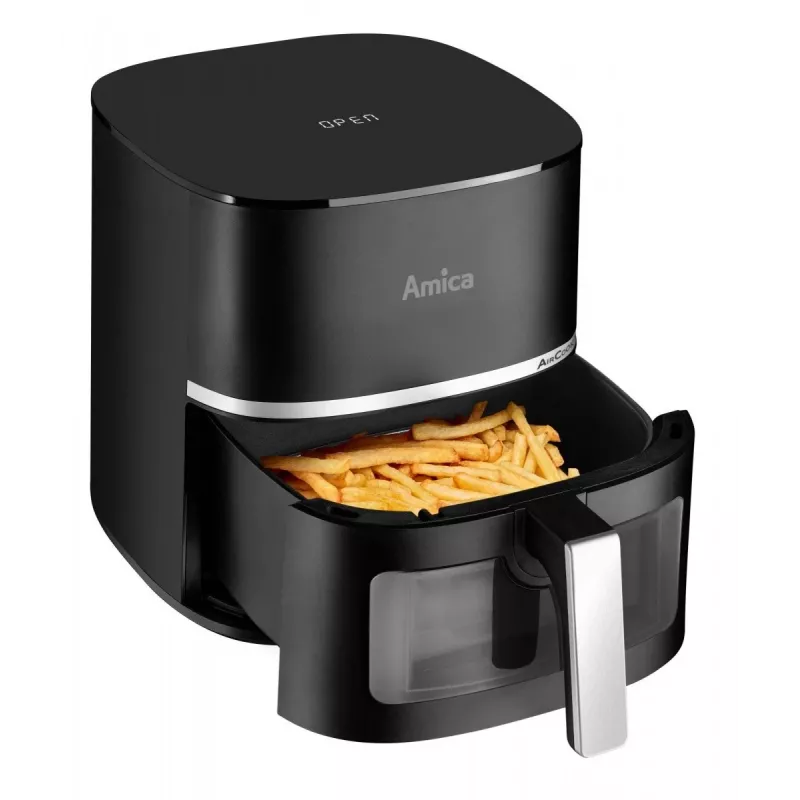 Amica AFM 6020 heteluchtfriteuse, 7,2 l, 1700 W, 10 programma's, lcd-display, zwart