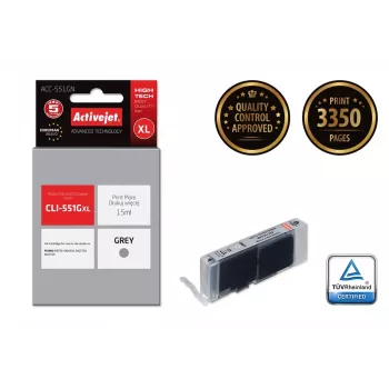 Inktpatroon ActiveJet ACC-551GN — compatibel Canon CLI-551GXL, grijs, High (XL) 15 ml