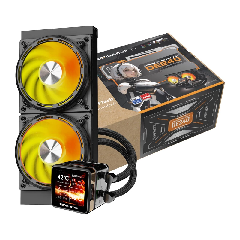 CPU-waterkoeling Darkflash DE240 (zwart) — 240-mm-radiator, AIO-vloeistofkoeler