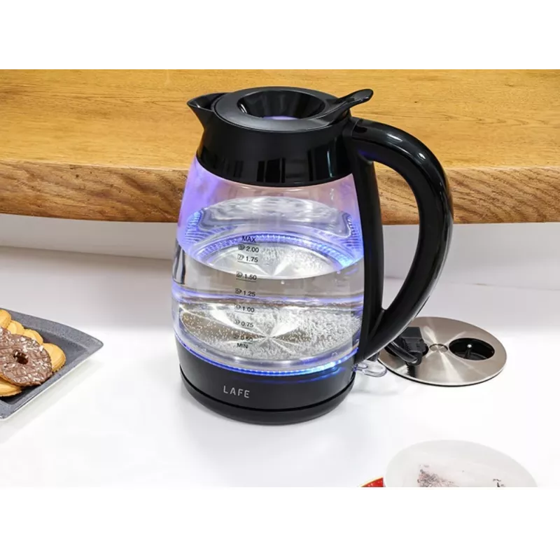 Lafe Essential XL CEG016 glazen elektrische waterkoker, 2 l, 2200 W, zwart