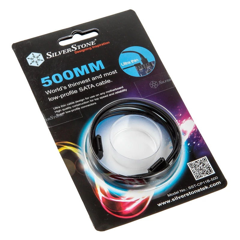 SilverStone SST-CP11B super low profile SATA-kabel - 50 cm, zwart