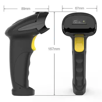 Draadloze barcodescanner QOLTEC 50856 – 1D- & 2D-draadloos handapparaat, USB-interface, ABS-behuizing, 170×62×100 mm, 203 g