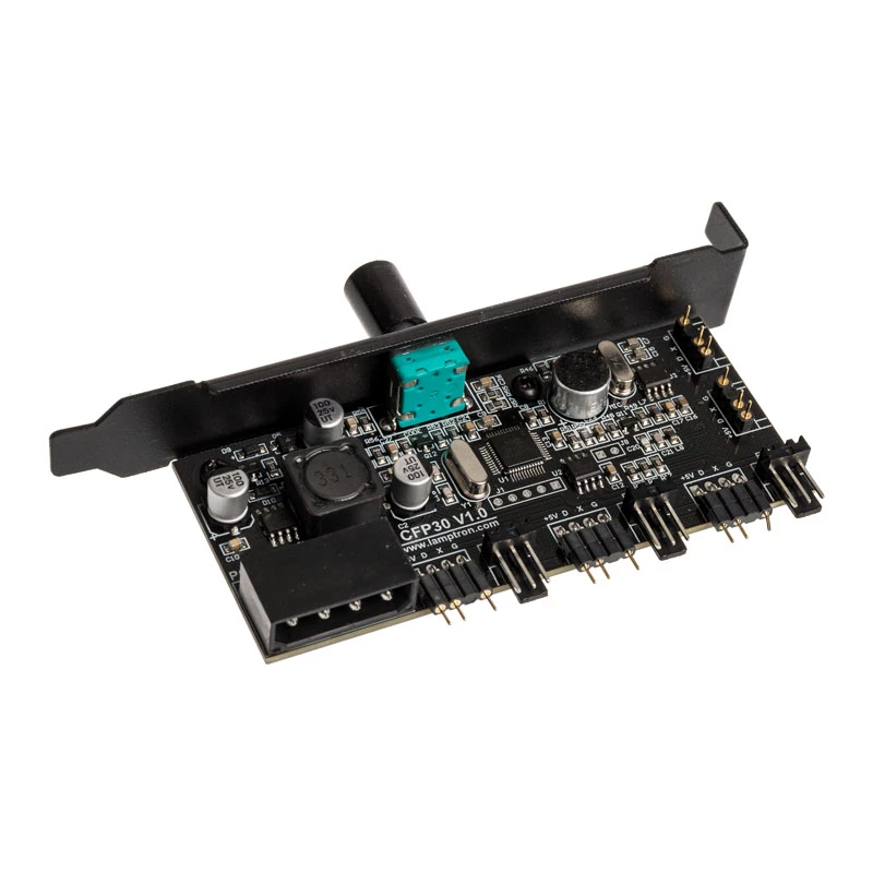 PCI-slot ventilator- en RGB-LED-controller Lamptron CFP30, zwart