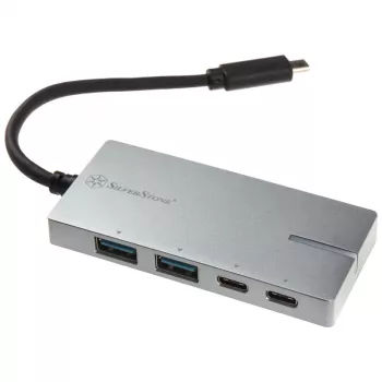 USB 3.1-C adapter SILVERSTONE SST-EP09C – USB-C-naar-USB-A-connectiviteit, zilveren afwerking