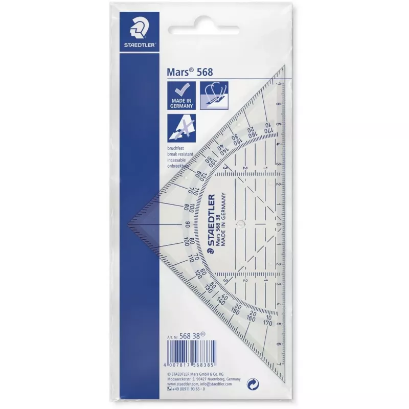 Staedtler Mars 568 38 Geodriehoek Geodreieck, 16 cm, onbreekbaar