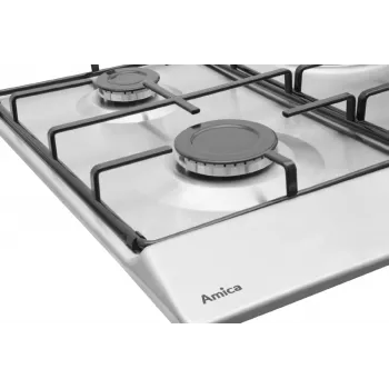 Inbouwkookplaat Amica PGA6100BpR, 4 gasbranders, mechanische bediening, roestvrij staal