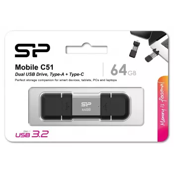USB-flashdrive Silicon Power 64 GB USB Type-A USB Type-C SP064GBUC3C51V1S