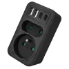 Power splitter MACLEAN MCE249 F/B – 2 AC-stopcontacten (16A + 6A) met 2×USB-A en 2×USB-C PD 20W, EU-stekker, zwart