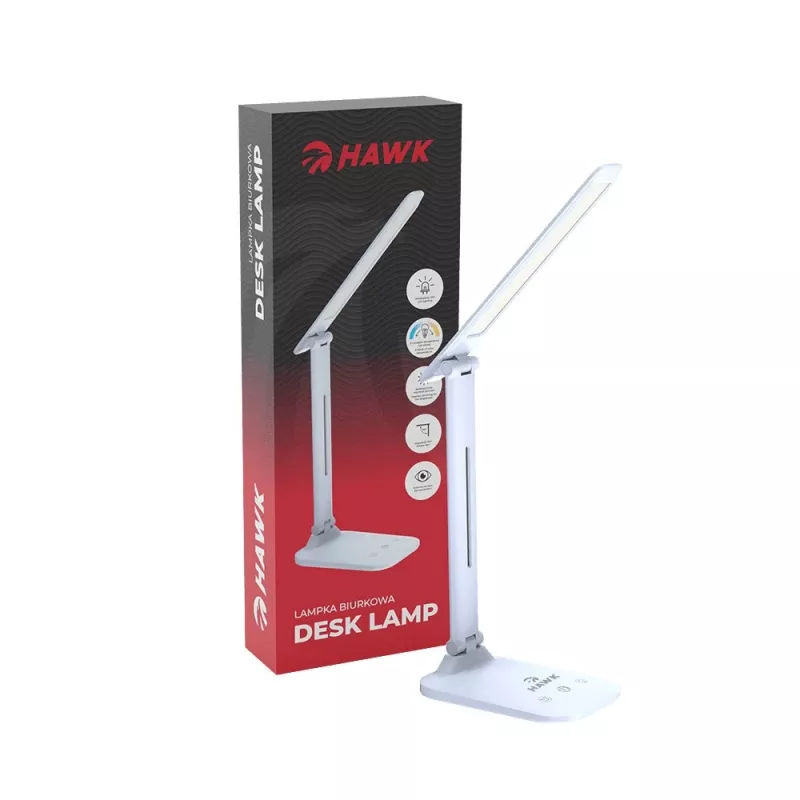 Tafellamp Hawk HW-LAMP01 wit LED instelbare helderheid, verstelbare arm