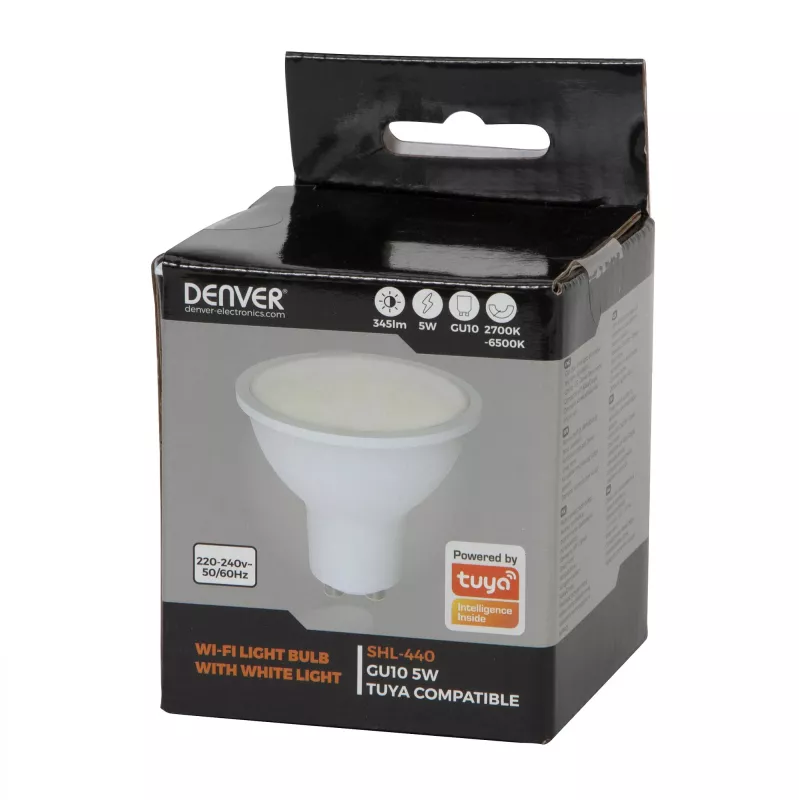 Denver SHL-440 Wi-Fi GU10 slimme lamp, 5 W, wit, 3 stuks