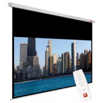 Projectiescherm AVTEK Video Electric 240 4:3 — zichtbaar 235×176,2 cm, totaal 240×200 cm, elektrisch met afstandsbediening, plafond-/wandmontage