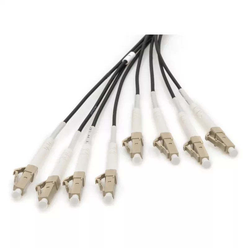 Glasvezel-breakoutkabel DIGITUS DK-24338U030BK-BBB, vooraf geassembleerd OM4 multimode 8-aderig, LC/UPC–LC/UPC, 30 m, U-DQ(ZN) BH