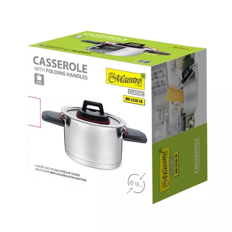 Maestro MR-3530-18 pan met opvouwbare handgrepen 2,3 l
