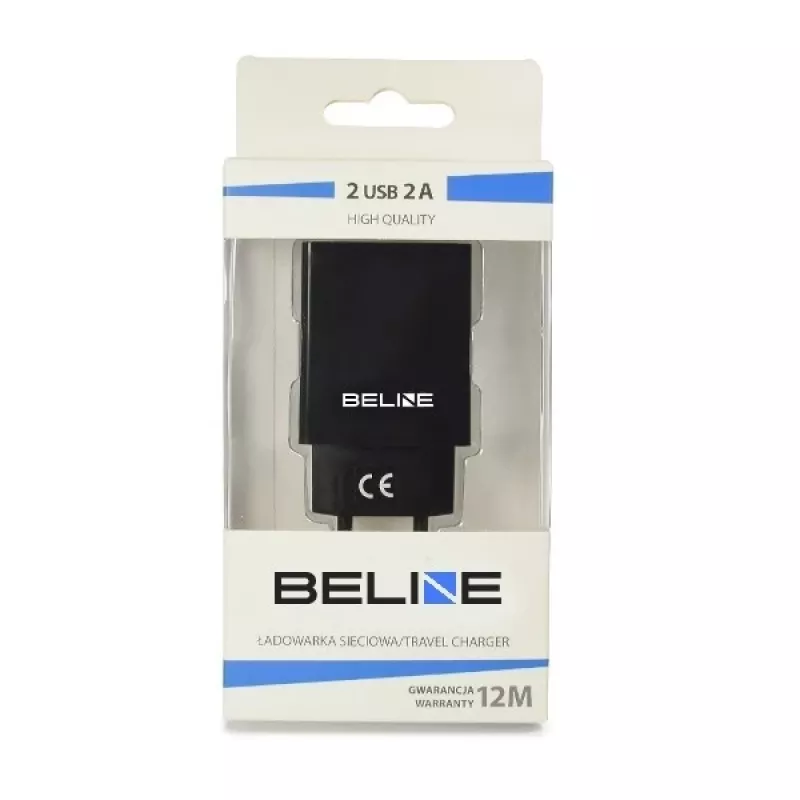 Reisoplader Beline Beli0012 — 2x USB-aansluitingen, 2A uitgang, zwart