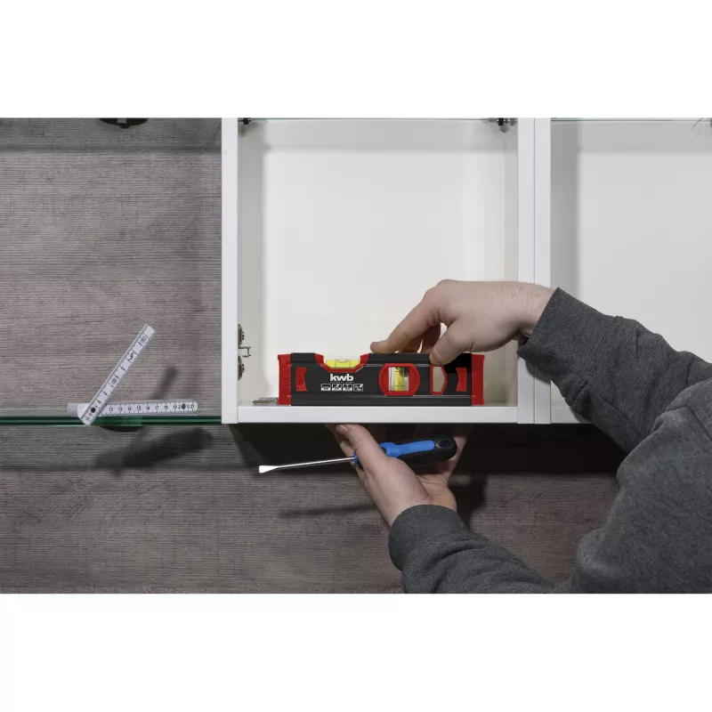 KWB aluminium mini-waterpas 20 cm (donkergrijs/rood)