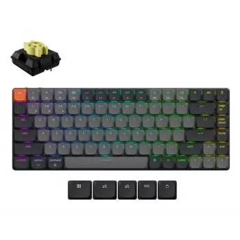 Mechanisch toetsenbord Keychron K3X-B4 — 75% Low-Profile, bekabeld & Bluetooth 5.2, USB-C, RGB-verlichting, grijs, accu tot 124 uur