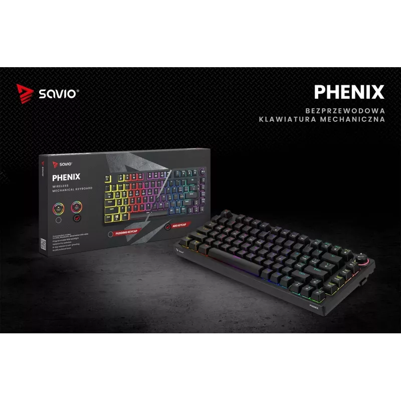 Savio Phenix SAVGK-RED gamingtoetsenbord USB RF draadloos Bluetooth QWERTY