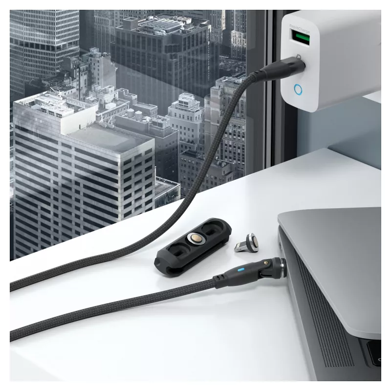 USB-kabel RealPower MagneticCharge 100 1m USB-C zwart