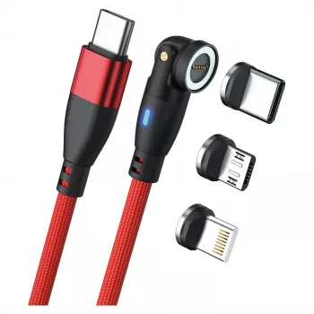 USB-kabel RealPower MagneticCharge 100 1 m USB-C rood snel opladen