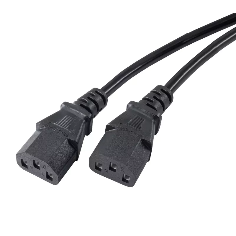 Akyga AK-PC-04A stroomverdeelkabel CEE 7/7 naar 2x IEC C13, 1,8 m, zwart