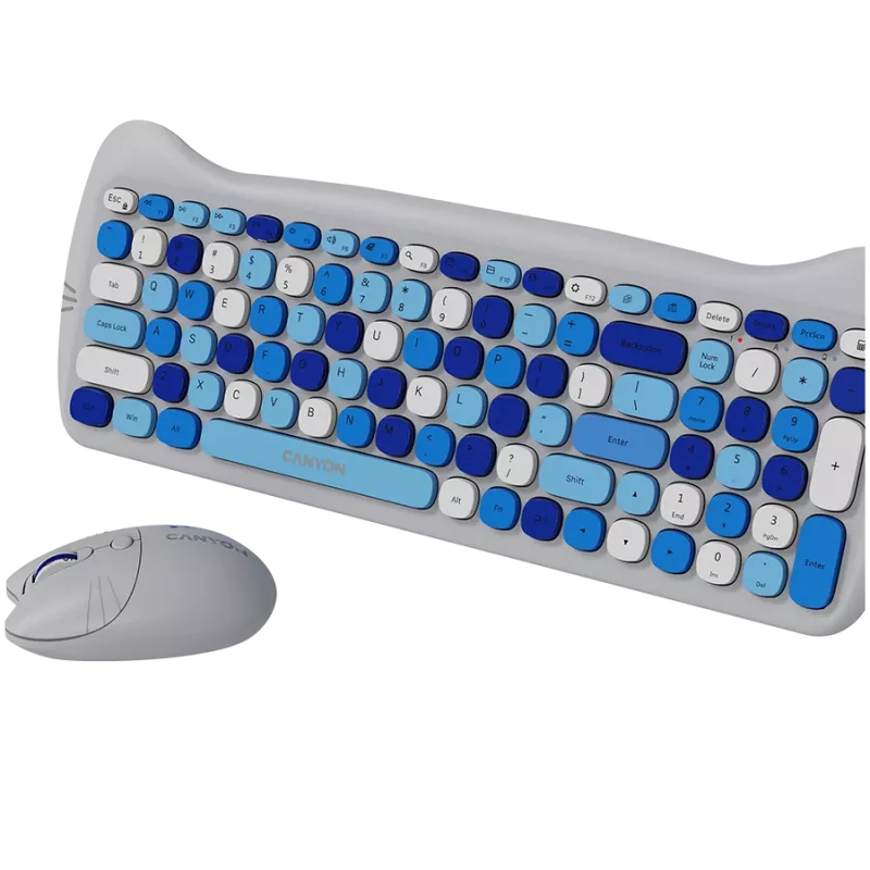 Draadloze toetsenbord- en muisset CANYON HSET-W6 Kitty Edition AAA AA blauw