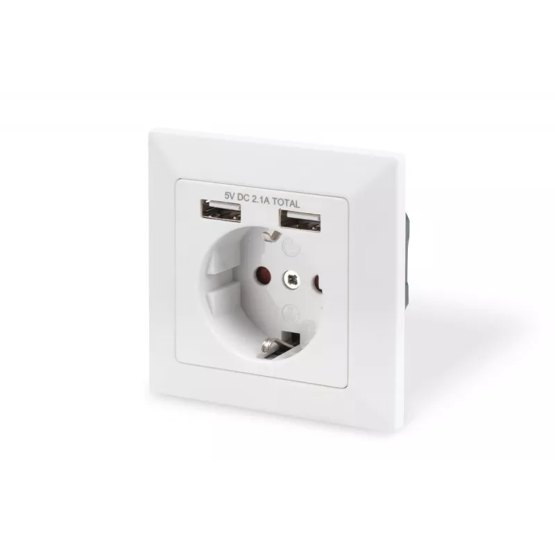Veiligheidsstopcontact voor inbouwmontage Digitus DA-70613 met 2 USB-aansluitingen